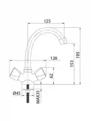 Смеситель для раковины с поворотным изливом Milardo Tring TRISB00M01, двухвентильный, хром