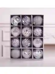 Серебряный елочные игрушки, набор шаров на елку, елочные шары, новогодние шары