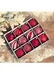 Красный елочные игрушки, набор шаров на елку, елочные шары, новогодние шары
