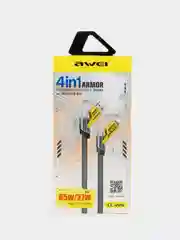 Провод универсальный зарядный 4 в 1 TYPE-C, USB-A, LIGHTNING, AWEI 65W/27W