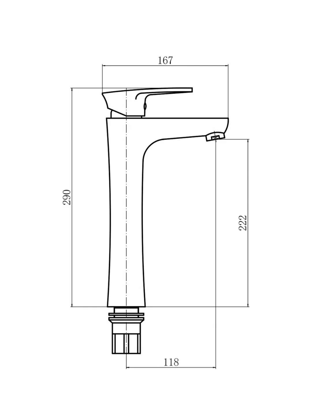 Смеситель для раковины с высоким изливом PLStart PL3005-7, хром/черный