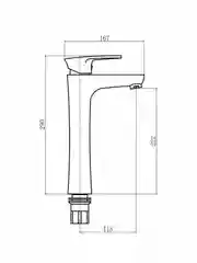 Смеситель для раковины с высоким изливом PLStart PL3005-7, хром/черный