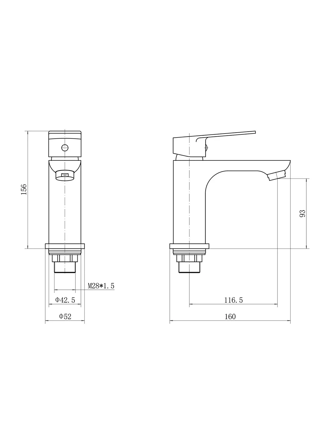 Смеситель для раковины с коротким изливом PLStart PD10015, хром