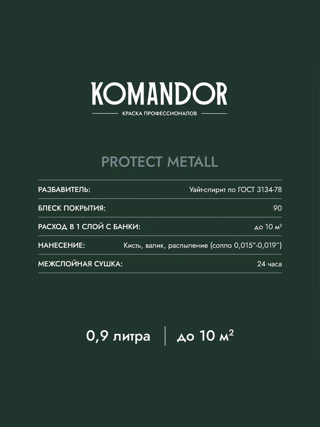 Грунт-эмаль по ржавчине 3 в 1 Komandor Protect Metall, глянцевая, 0,9 л, RAL 7004, серый