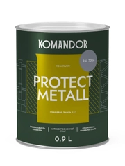 Грунт-эмаль по ржавчине 3 в 1 Komandor Protect Metall, глянцевая, 0,9 л, RAL 7004, серый