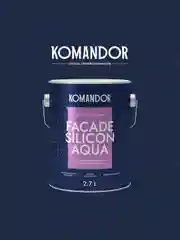 Краска фасадная Komandor Facade Silicon Aqua, глубокоматовая, база С, бесцветный, 2,7 л