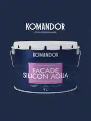Краска фасадная Komandor Facade Silicon Aqua, глубокоматовая, база С, бесцветный, 9 л