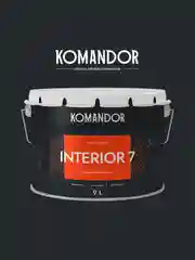 Краска для стен и потолков Komandor Interior 7, матовая, база А, белая, 9 л