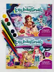 Альбом для рисования 2шт акварель медовая цветные карандаши Enchantimals Энчантималс мульт