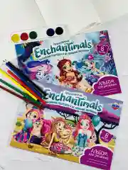 Альбом для рисования 2шт акварель медовая цветные карандаши Enchantimals Энчантималс мульт