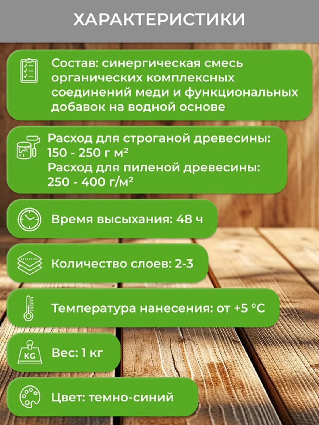 Антисептик невымываемый для дерева Neomid 433, усиленный концентрат, 1 кг, темно-синий