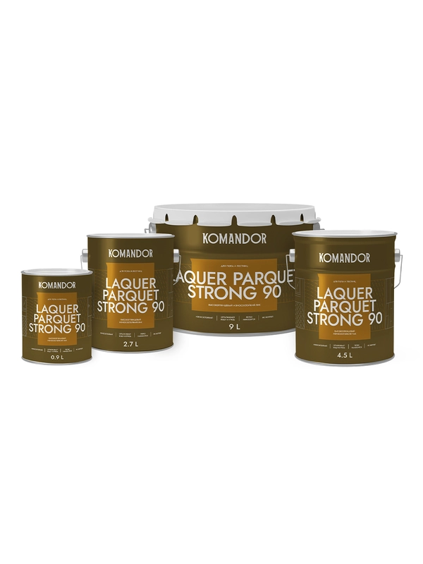 Лак для пола и лестниц Komandor Laquer Parquet Strong 90, высокоглянцевый, , 0,9 л