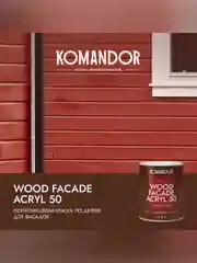 Краска для деревянных фасадов Komandor Wood Facade Acryl 50,база А, белая, 0,9 л
