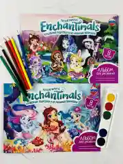 Альбом для рисования 2шт акварель медовая цветные карандаши Enchantimals Энчантималс мульт