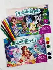Альбом для рисования 2шт акварель медовая цветные карандаши Enchantimals Энчантималс мульт