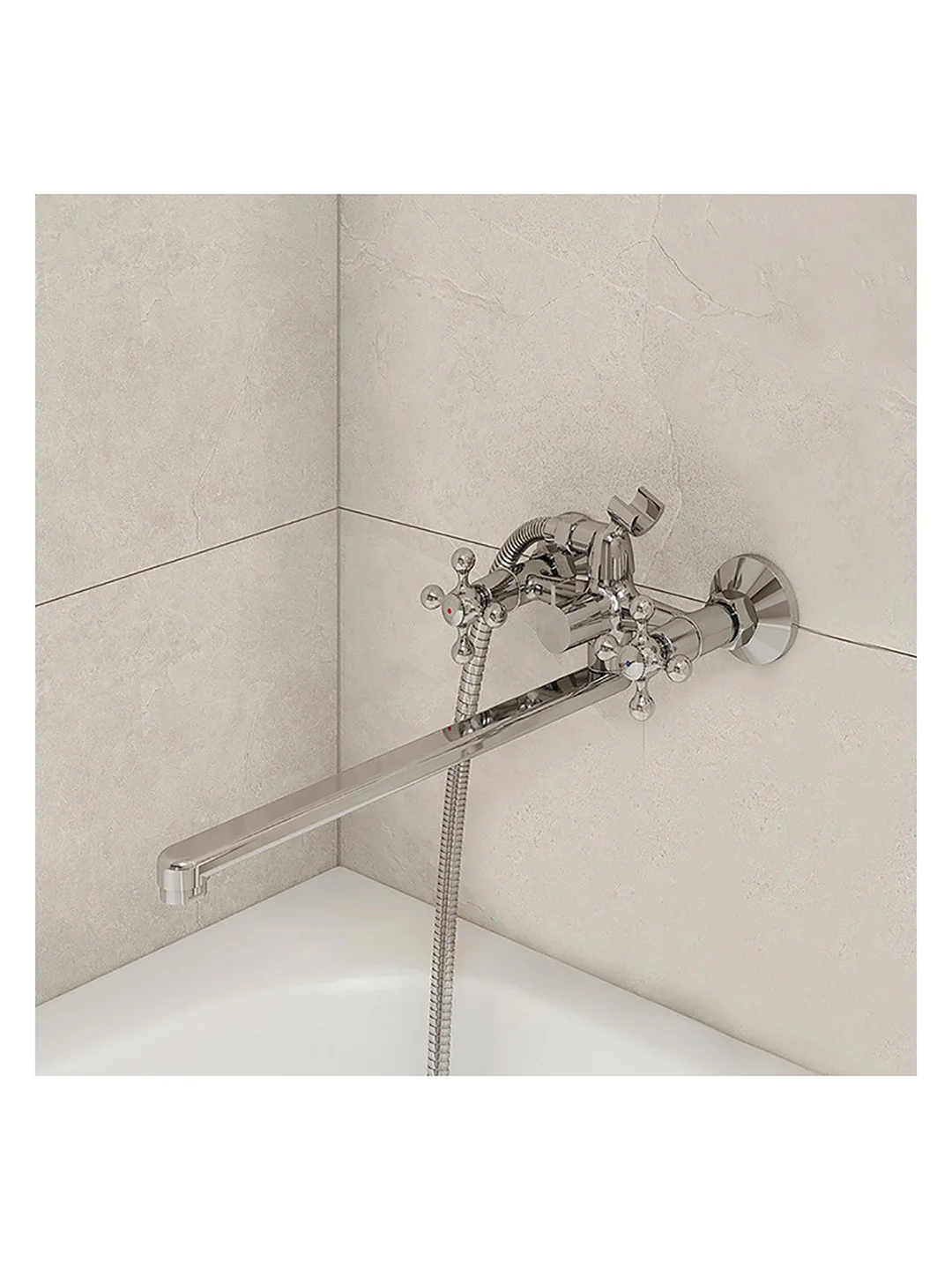 Смеситель для ванны с душем Milardo Duplex HELSB02M02, с длинным изливом, хром