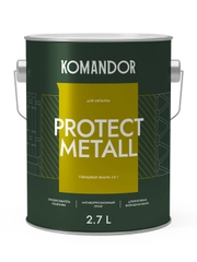 Грунт-эмаль по ржавчине 3 в 1 Komandor Protect Metall, глянцевая, база А, белая, 2,7 л