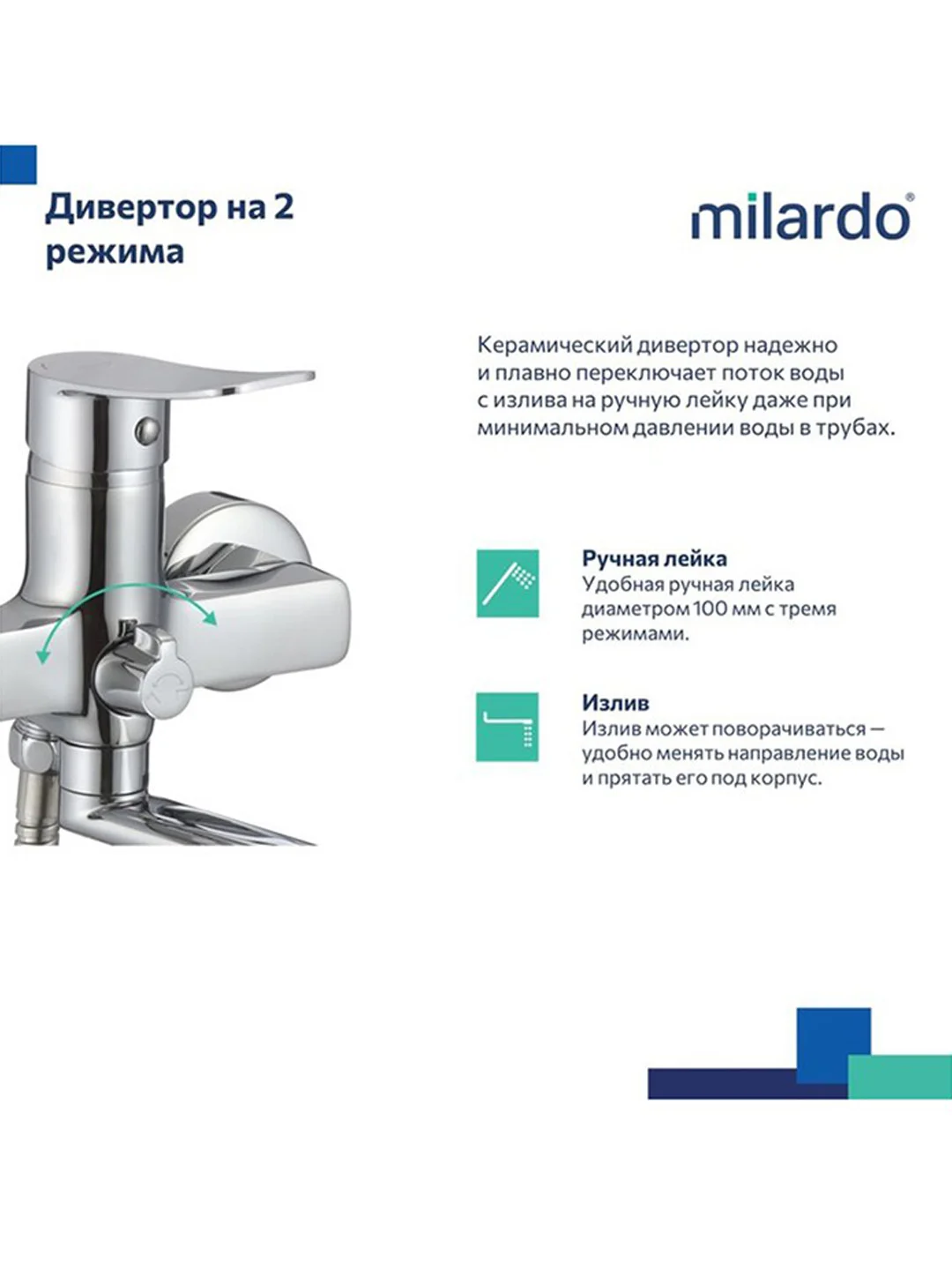 Смеситель для ванны с душем Milardo Demi DEMSB02M02, хром