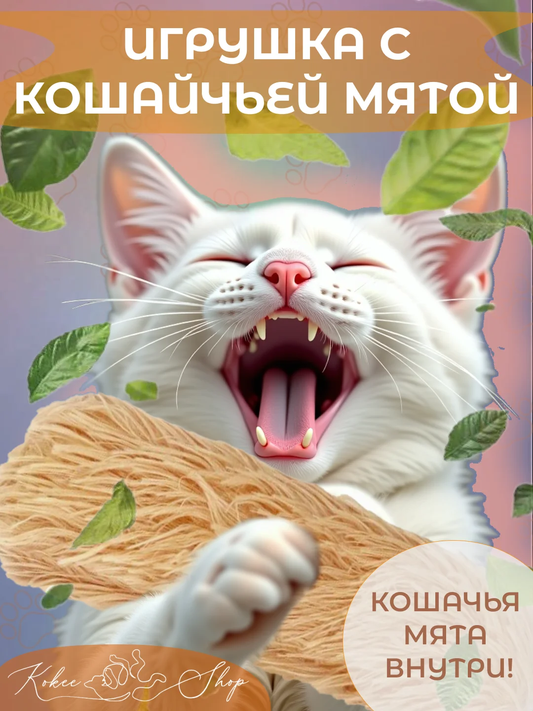 Оранжевый мягкая игрушка-антистресс с кошачей мятой