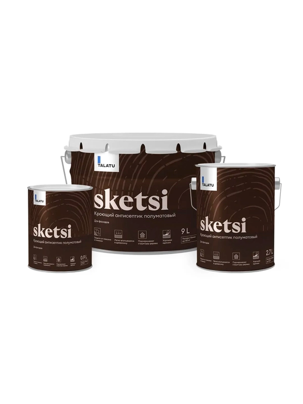 Антисептик для дерева Talatu Sketsi, кроющий, полуматовый, база A, белый, 0,9 л