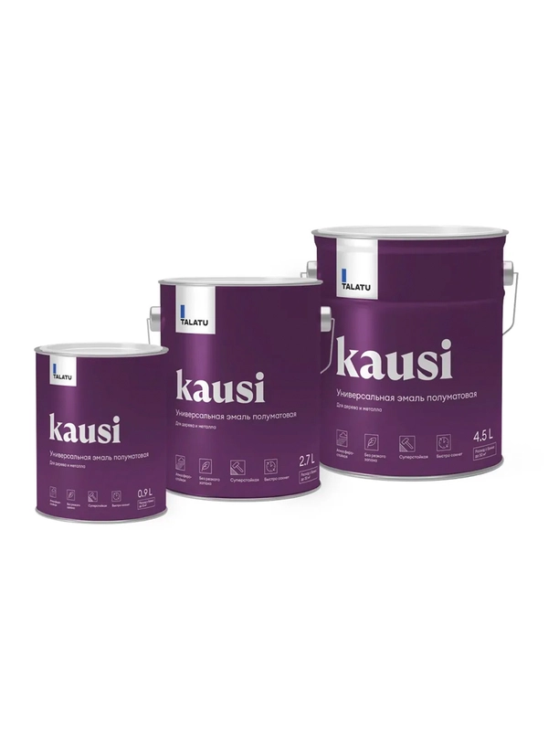 Эмаль универсальная Talatu Kausi, алкидная, полуматовая, база А, белая, 0,9 л