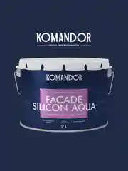 Краска фасадная Komandor Facade Silicon Aqua, глубокоматовая, база А, белая, 9 л