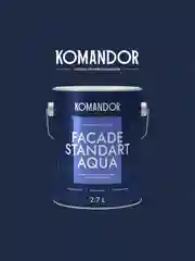 Краска фасадная Komandor Facade Standart Aqua, глубокоматовая, база А, белая, 2,7 л