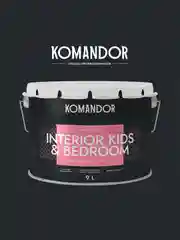 Краска для детских и спален Komandor Interior Kids&Bedroom, матовая, база А, белая, 9 л