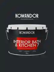Краска интерьерная влагостойкая Komandor Interior Bath&Kitchen 7, матовая,  9 л