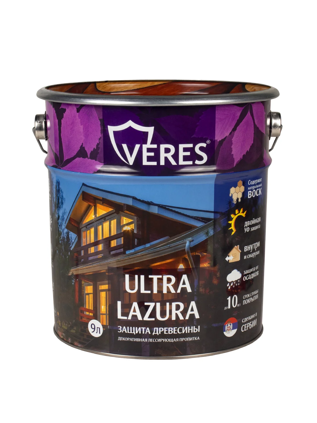 Декоративная пропитка для дерева Veres Classic Lazura №29, матовая, 2,7 л, калужница