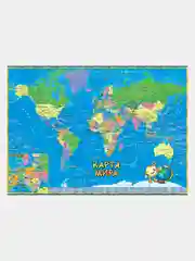 Морской карта Мира, Карта России для детей, настольная Животные Народы Страны Динозавры. С 6 лет