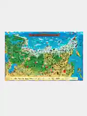 Синий карта Мира, Карта России для детей, настольная Животные Народы Страны Динозавры. С 6 лет