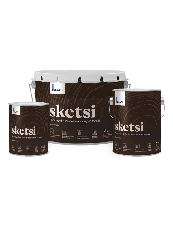 Антисептик для дерева Talatu Sketsi, кроющий, полуматовый, база A, белый, 2,7 л