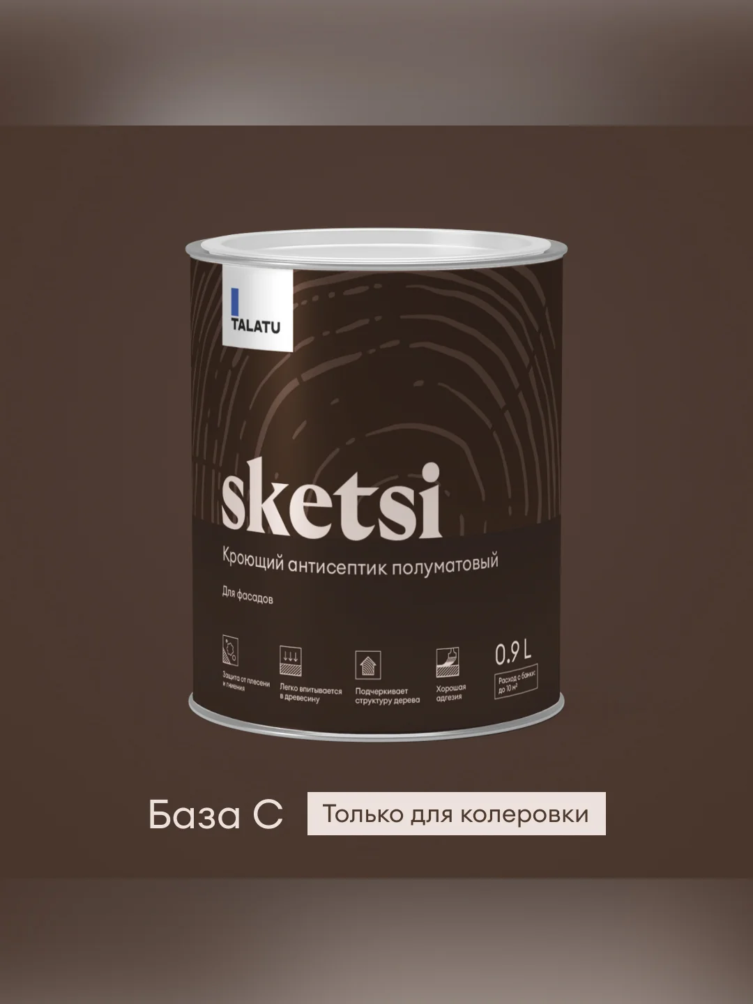 Антисептик для дерева Talatu Sketsi, кроющий, полуматовый, база С, бесцветный, 0,9 л