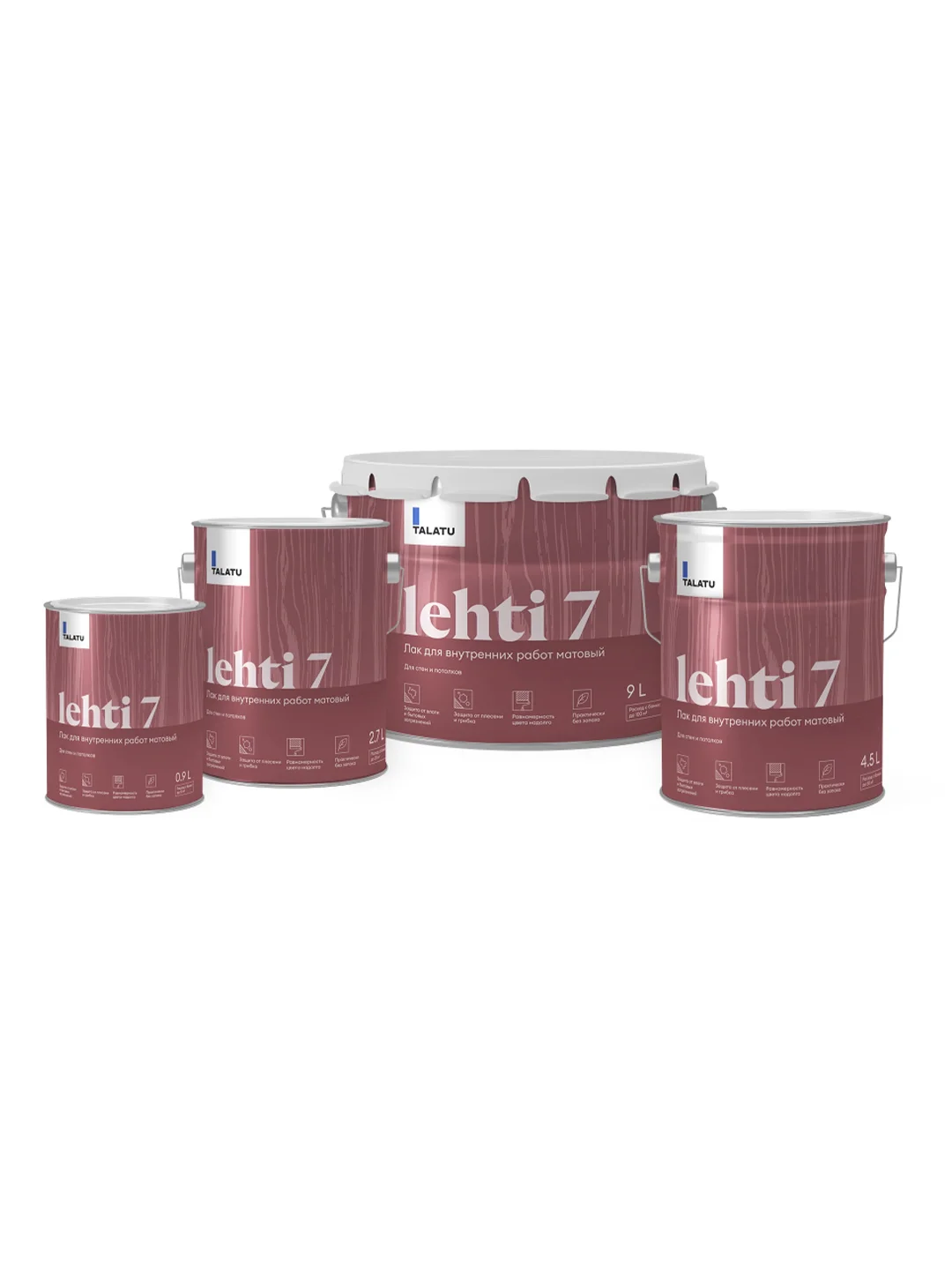 Лак для дерева Talatu Lehti 7, акриловый, матовый, база С, бесцветный, 0,9 л