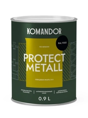 Грунт-эмаль по ржавчине 3 в 1 Komandor Protect Metall, глянцевая, 0,9 л, RAL 9005, черный