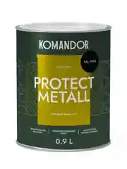 Грунт-эмаль по ржавчине 3 в 1 Komandor Protect Metall, глянцевая, 0,9 л, RAL 9005, черный