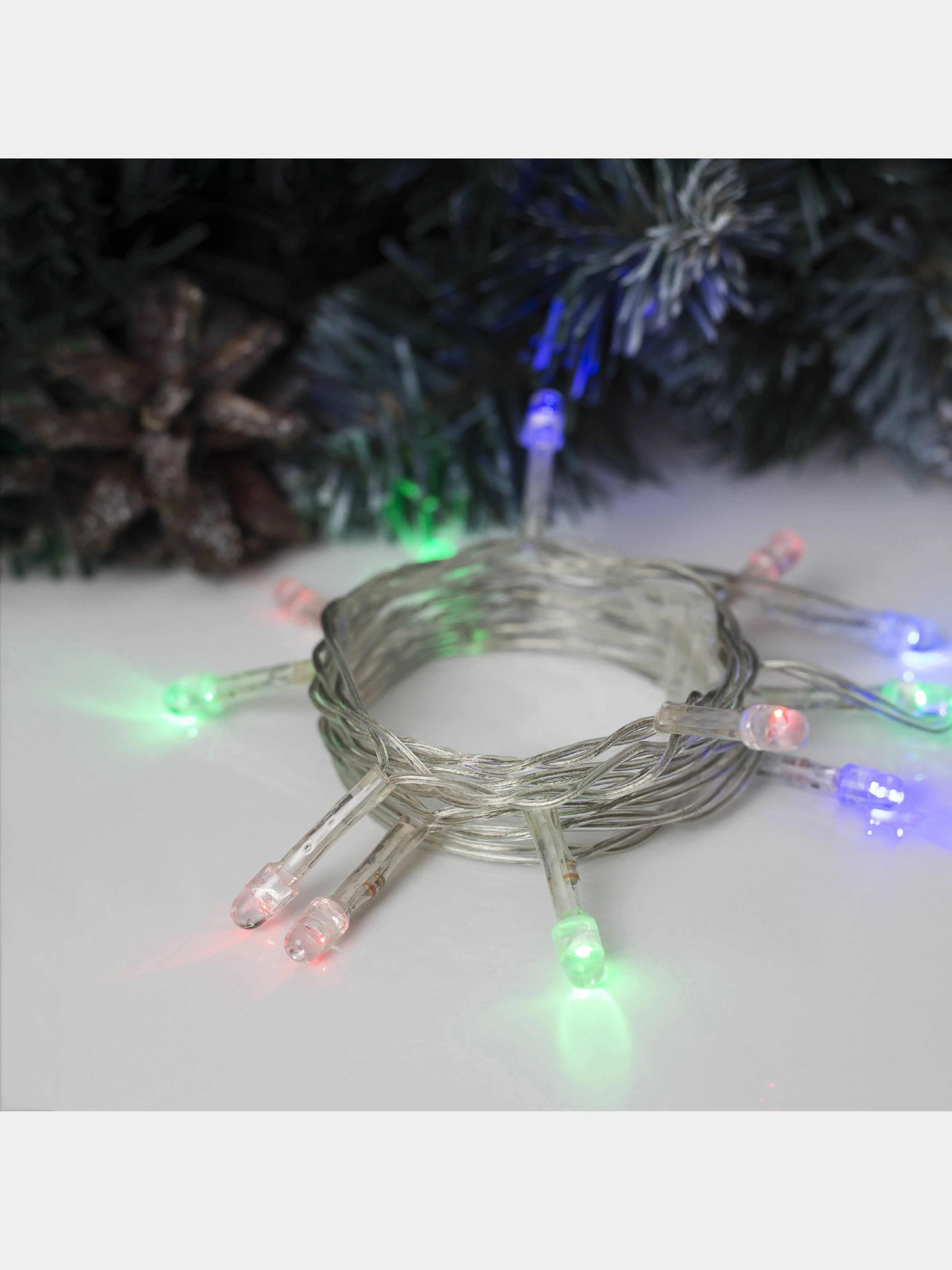 Гирлянда светодиодная "Нить" 1,2 м, LED-12, нить прозрачная, свечение мульти