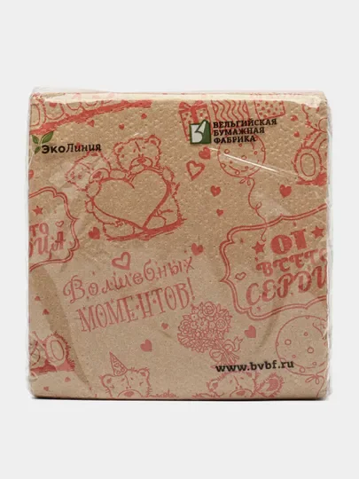 Бежевый салфетки бумажные крафт, 100 шт, 25*25 см