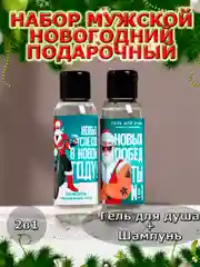Подарочный набор новогодний мужчине, гель для душа и шампунь,2х100 мл,подарок на Новый год