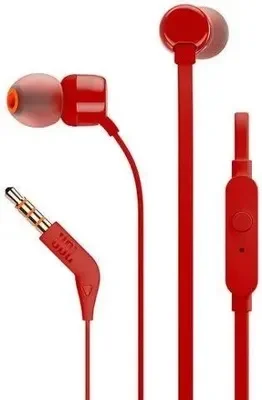 Красный наушники JBL T110BLK с микрофоном