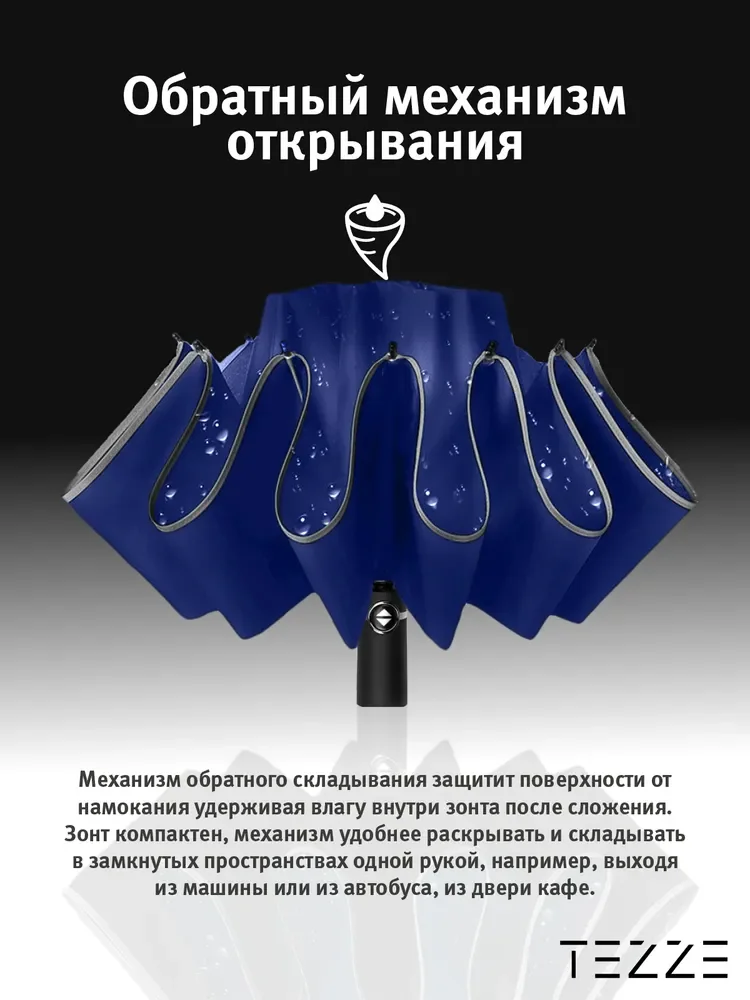 Синий зонт реверсивный
