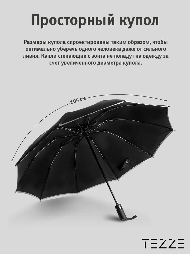 Черный зонт реверсивный