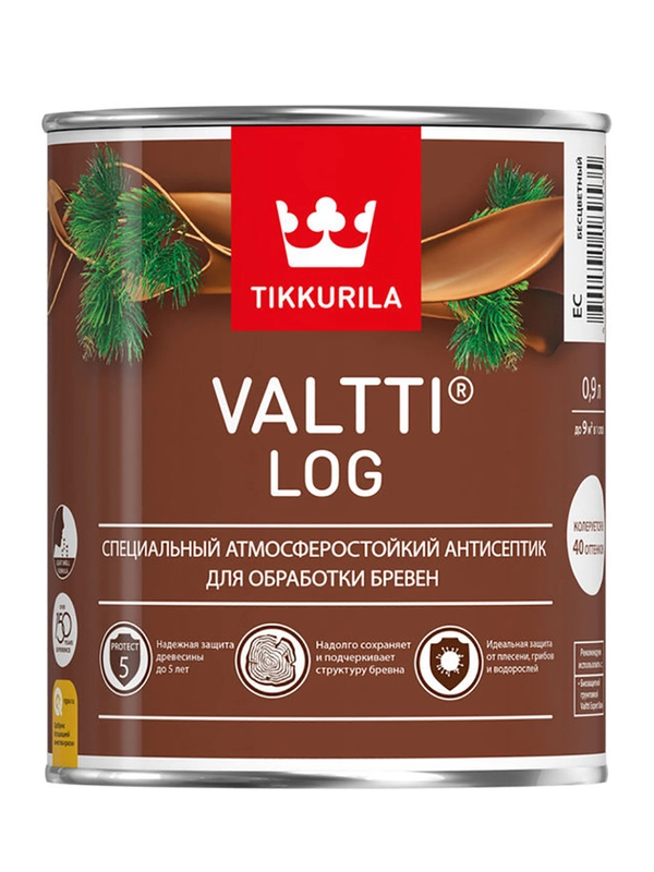 Декоративный антисептик для дерева Valtti Log (Валтти Лог) TIKKURILA 0,9л рябина