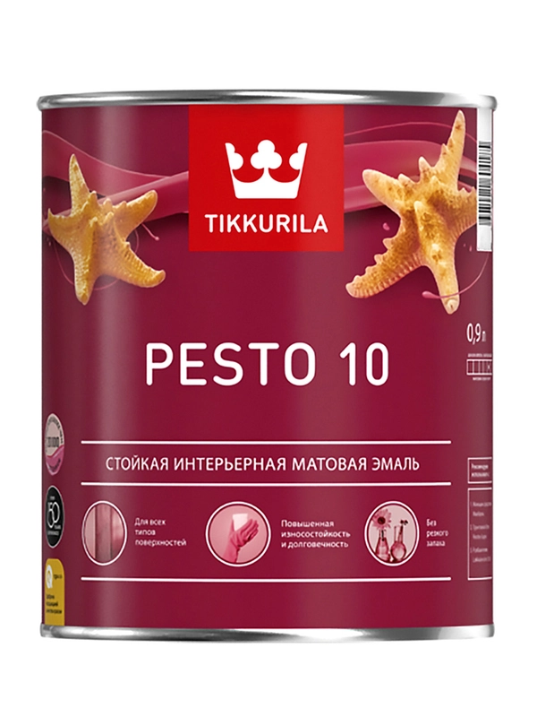 Эмаль алкидная стойкая матовая Pesto 10 (Песто 10) TIKKURILA 0,9 л бесцветная (база С)