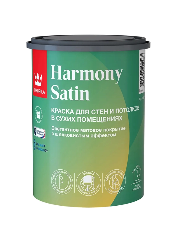 Краска интерьерная Tikkurila Harmony Satin, матовая, база С, бесцветная, 0,9 л