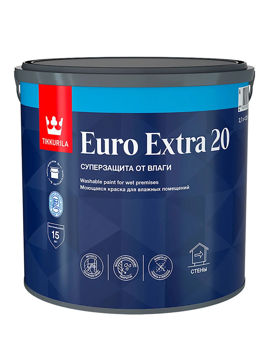 Краска Euro Extra-20 (Евро-20) TIKKURILA 2,7л белый (база А)