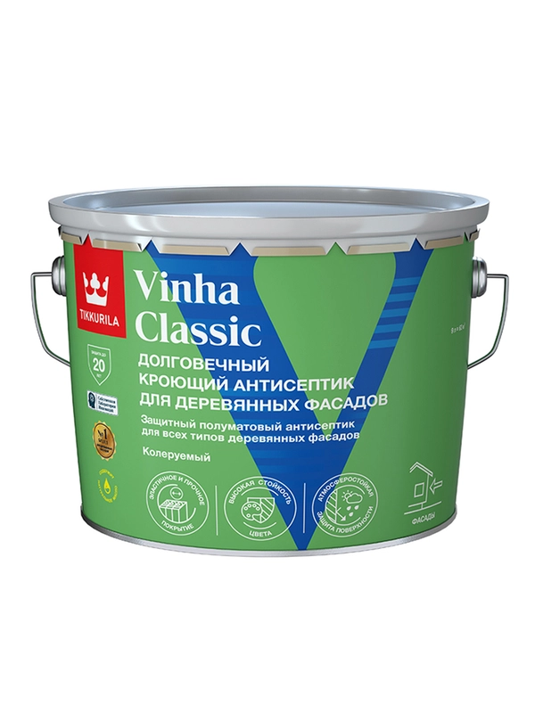 Антисептик для деревянных фасадов Tikkurila Vinha Classic, полуматовый, , 9 л