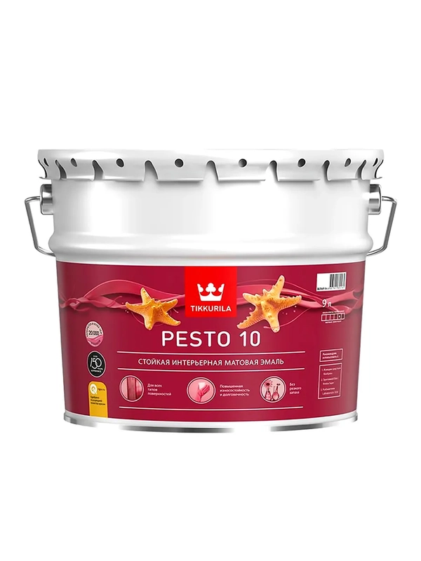 Эмаль алкидная стойкая матовая Pesto 10 (Песто 10) TIKKURILA 9 л бесцветная (база С)