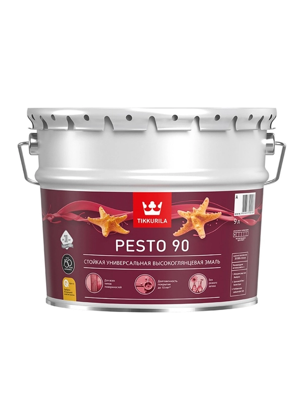 Эмаль высокоглянцевая Euro Pesto 90 (Песто 90) TIKKURILA 9 л бесцветная (база С)